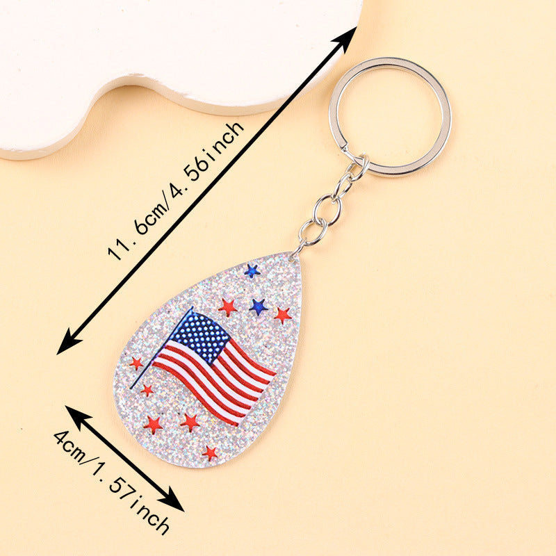 Fourth of July Glitter Bag Charm Keychain - NO-11