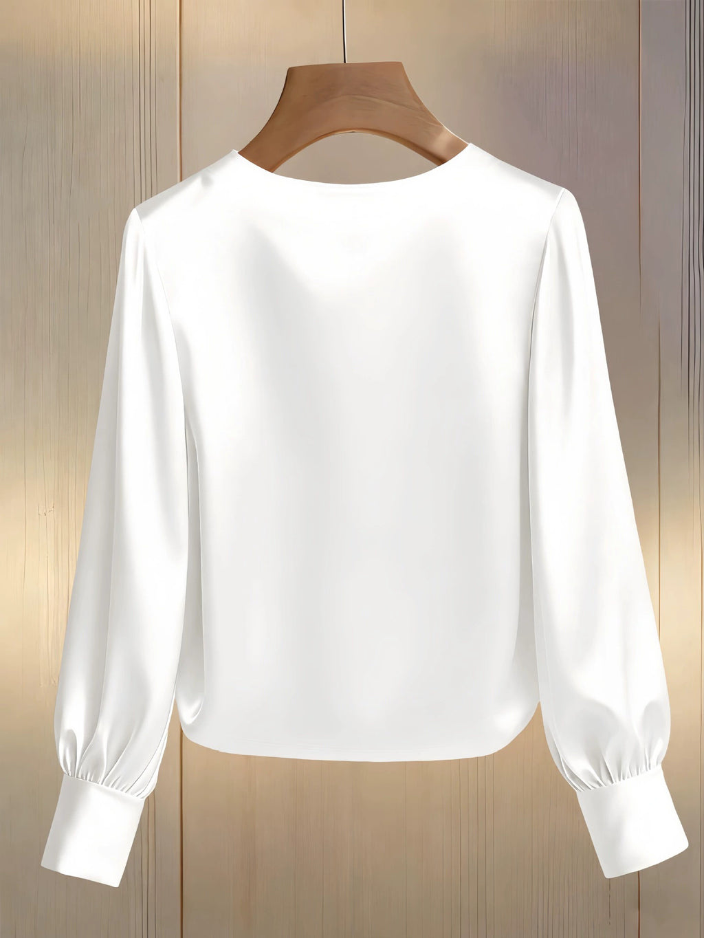 Beaded Neckline Blouson Sleeve Satin Blouse - view 4
