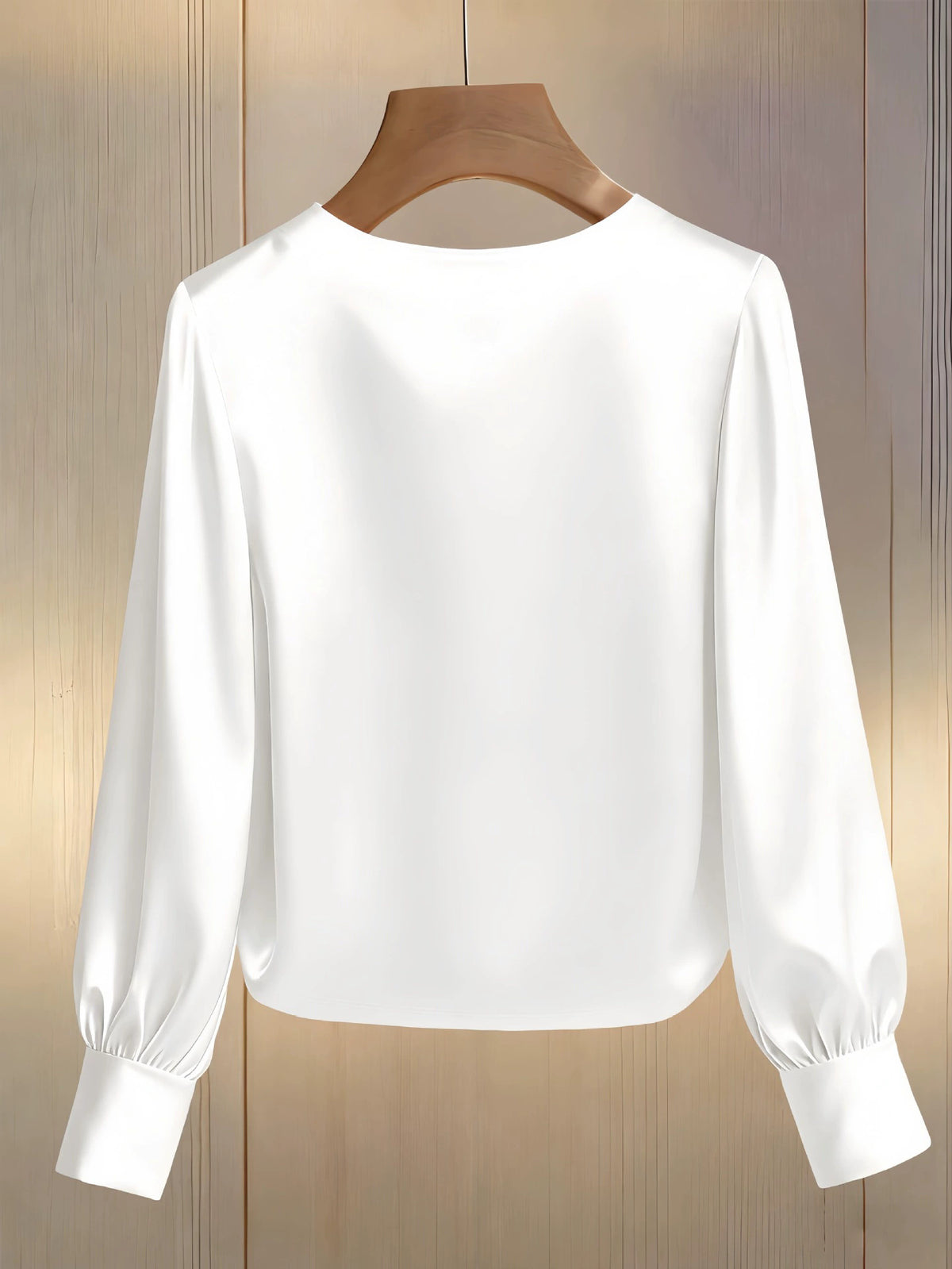 Beaded Neckline Blouson Sleeve Satin Blouse - view 4