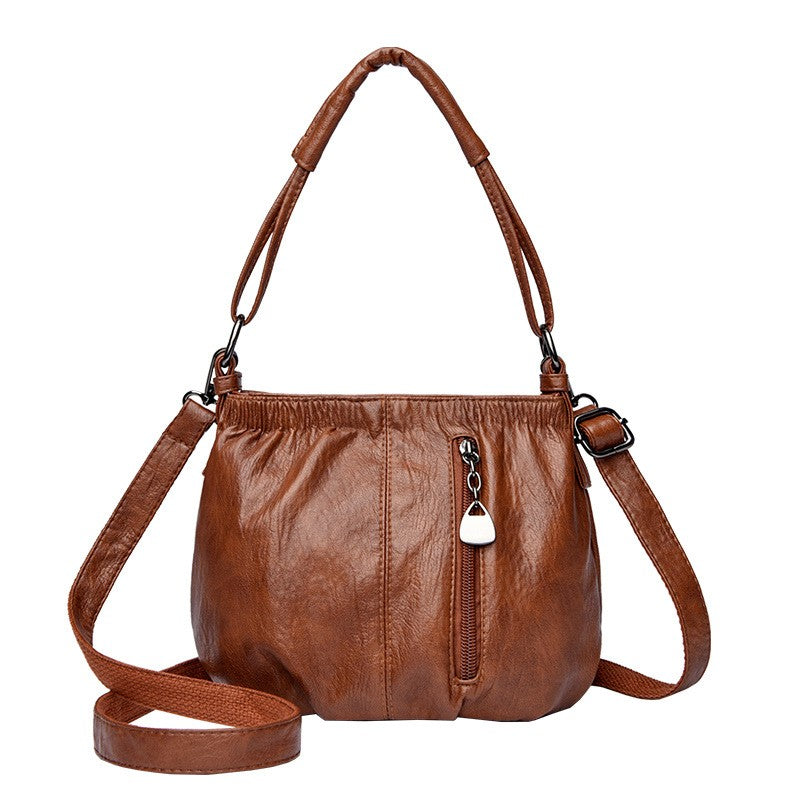 Ruched Faux Leather Hobo Shoulder Bag