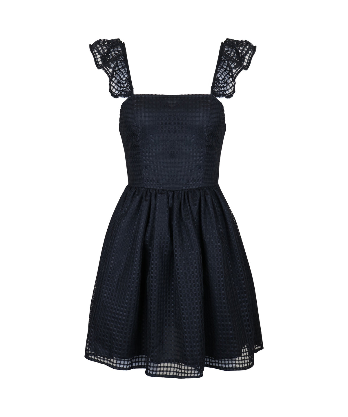 Backless Ruffle Strap Mini Dress - Black