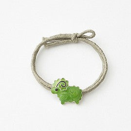 Little Lamb Charm Rope Hair Scrunchie - Green