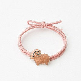Little Lamb Charm Rope Hair Scrunchie - Pink