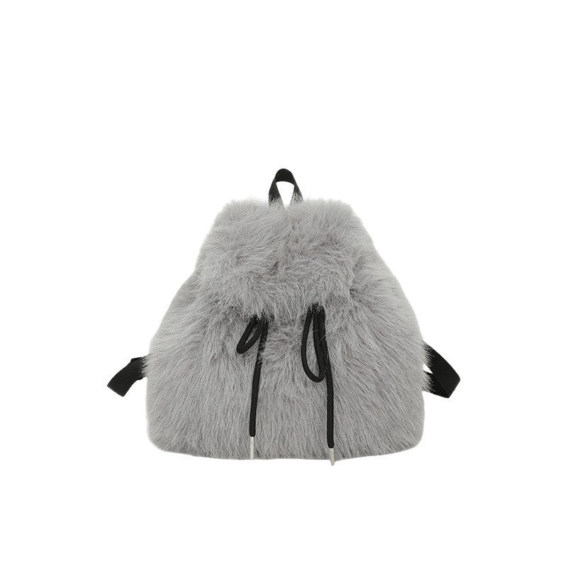Faux Fur Drawstring Mini Backpack