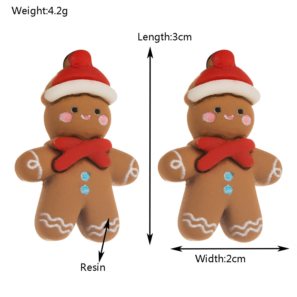 Gingerbread and Tree Stud Earrings - Brown - 1