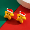 Gingerbread and Tree Stud Earrings - Yellow