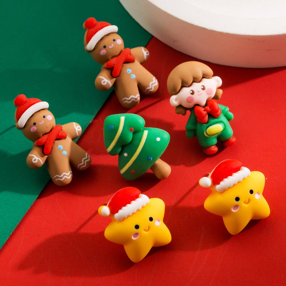 Gingerbread and Tree Stud Earrings