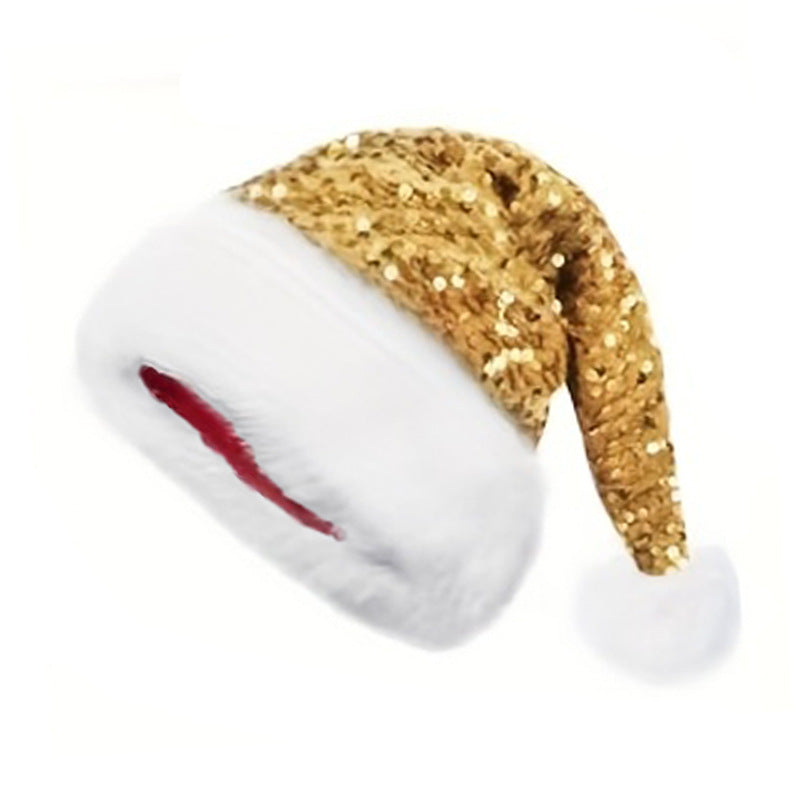 Sequin Pom Pom Holiday Party Beanie - Gold