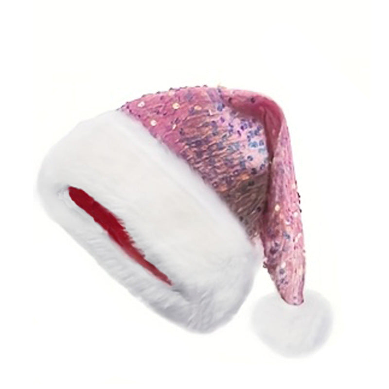 Sequin Pom Pom Holiday Party Beanie - Pink