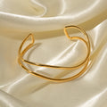Open Wave Wire Cuff Bracelet - Gold
