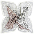 Two Tone Paisley Bandana Silky Square Scarf - Taupe