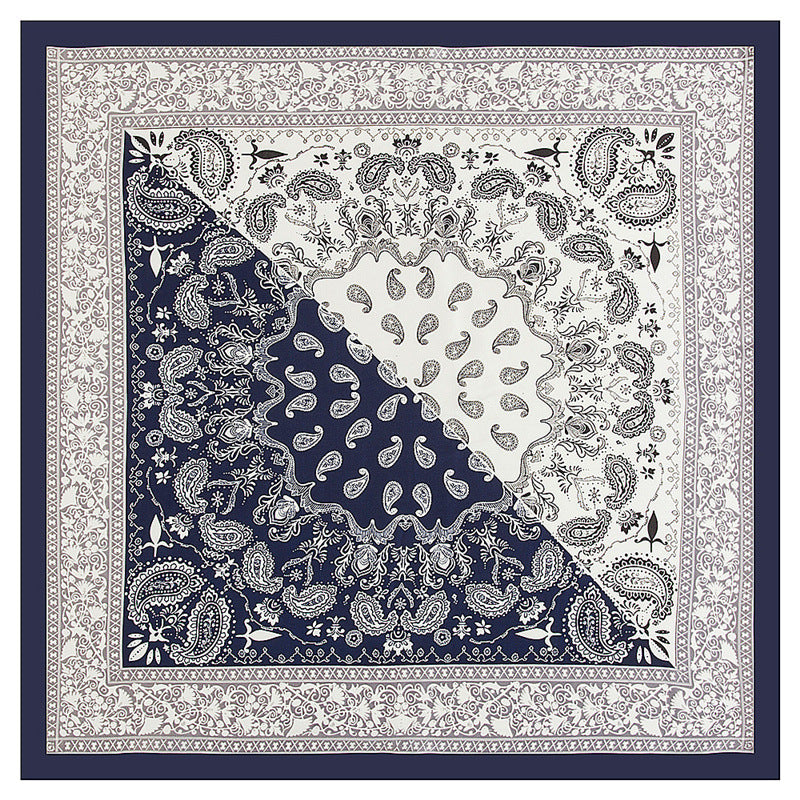 Two Tone Paisley Bandana Silky Square Scarf