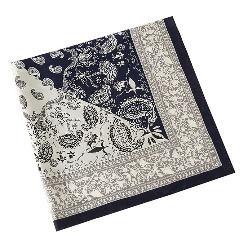 Two Tone Paisley Bandana Silky Square Scarf - view 1