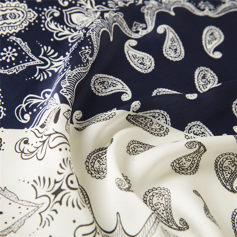 Two Tone Paisley Bandana Silky Square Scarf - view 10