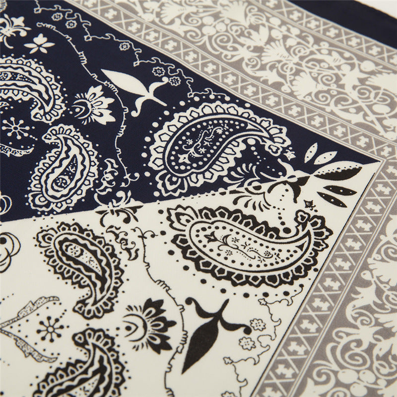 Two Tone Paisley Bandana Silky Square Scarf - view 3
