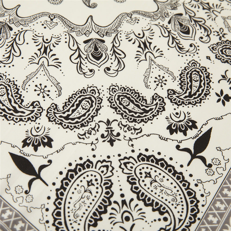 Two Tone Paisley Bandana Silky Square Scarf - view 4