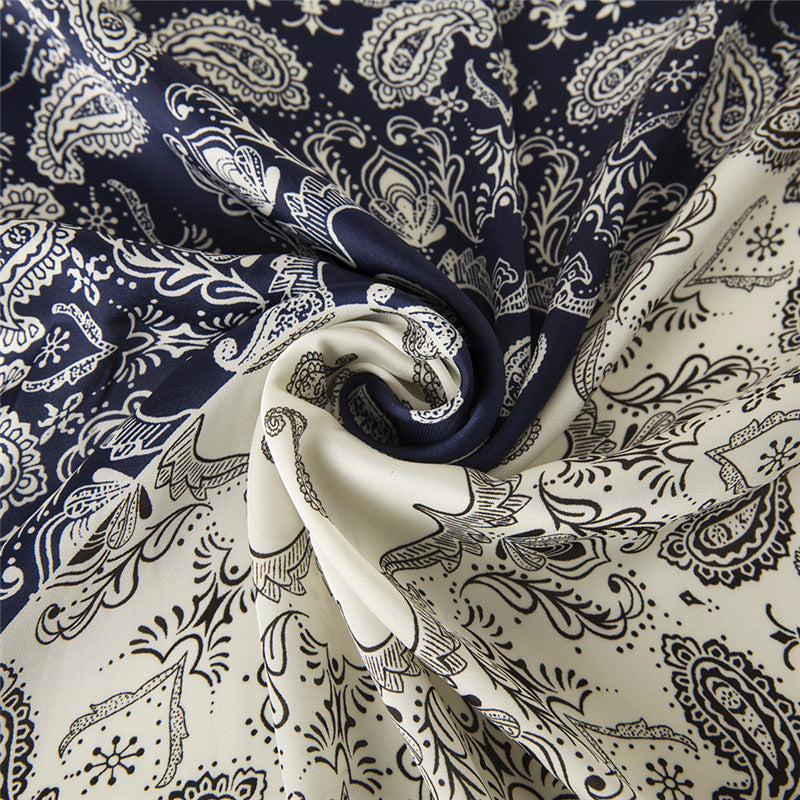 Two Tone Paisley Bandana Silky Square Scarf - view 6