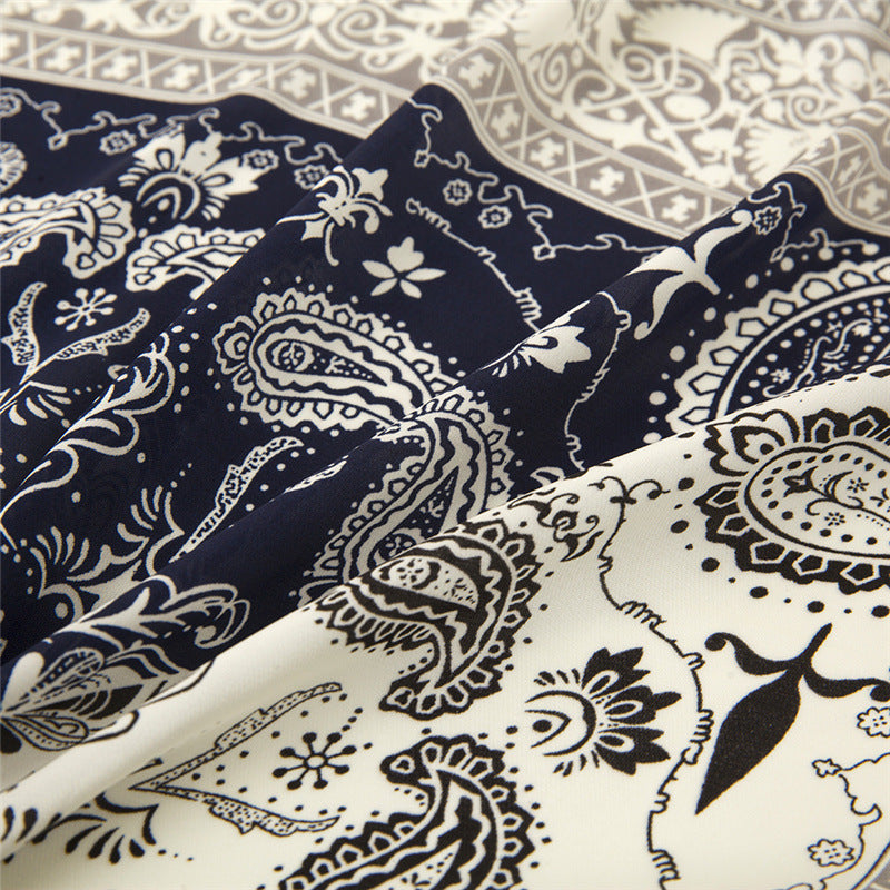 Two Tone Paisley Bandana Silky Square Scarf - view 7