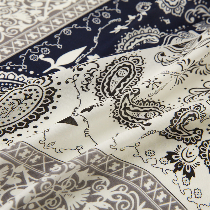 Two Tone Paisley Bandana Silky Square Scarf - view 8