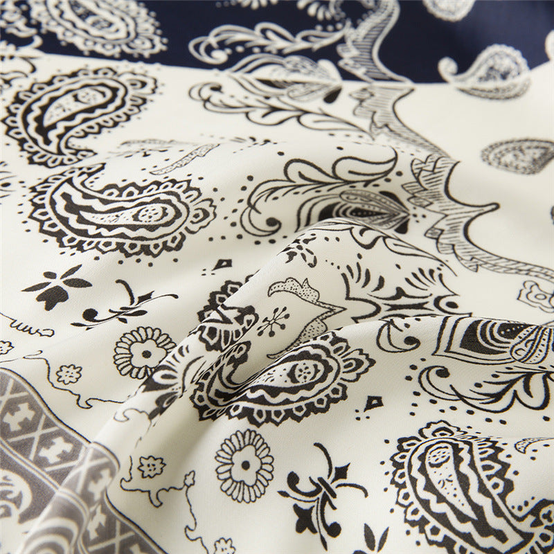 Two Tone Paisley Bandana Silky Square Scarf - view 9