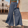 Geo Print Tie Waist Wide Leg Palazzo Pants - Dark blue