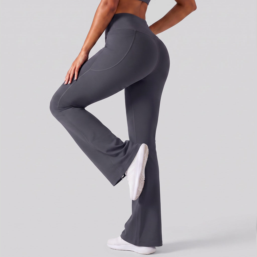 High Waist Flare Yoga Leggings With Side Pockets