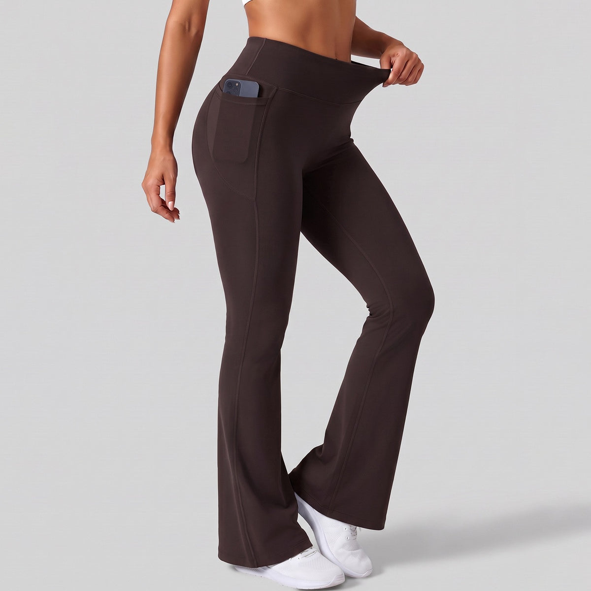 High Waist Flare Yoga Leggings With Side Pockets