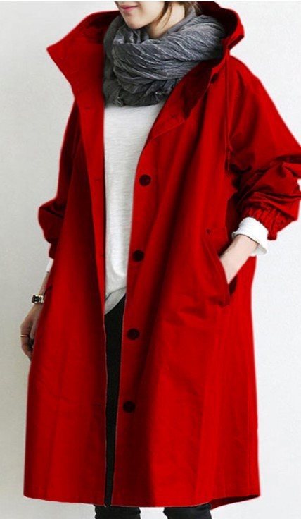 Cotton Hooded Oversized Knee Length Trench Coat
