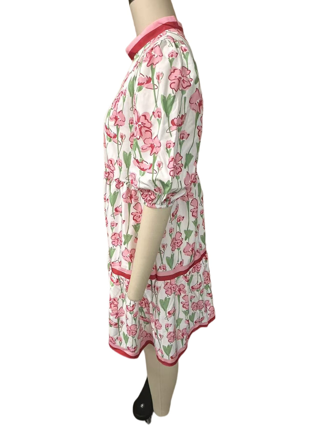 Puff Sleeve Floral Drop Waist Dress - Floral - 8