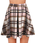 Brushed Tartan Check Pleated Mini Skirt - Pink
