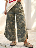 Relaxed Camo Wide Leg Pants with Tulip Hem - Camo