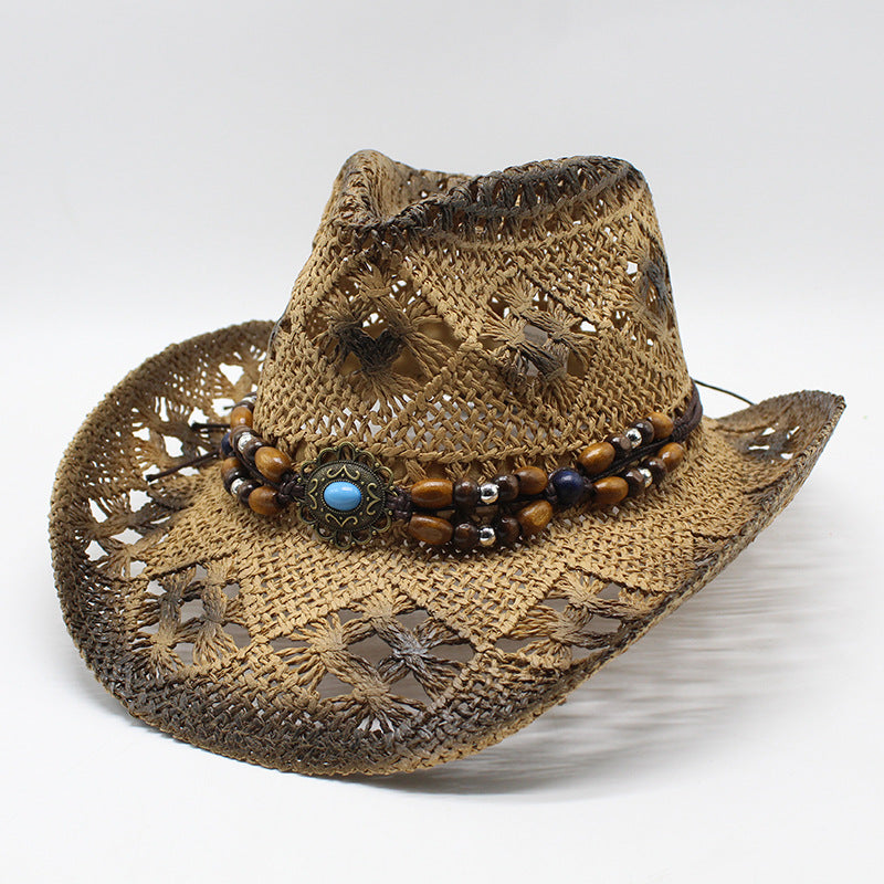 Beaded Cut Out Cowboy Hat - Khaki