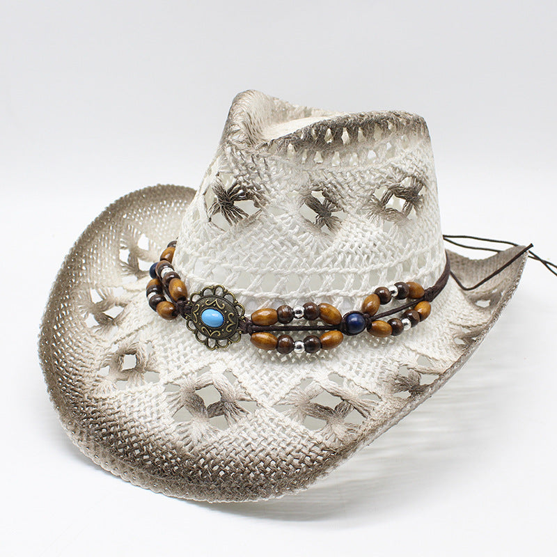 Beaded Cut Out Cowboy Hat - White