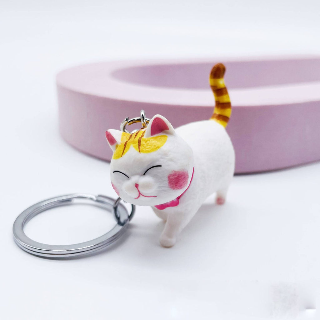 Playful Vinyl Cat Figure Keyring - Color_3