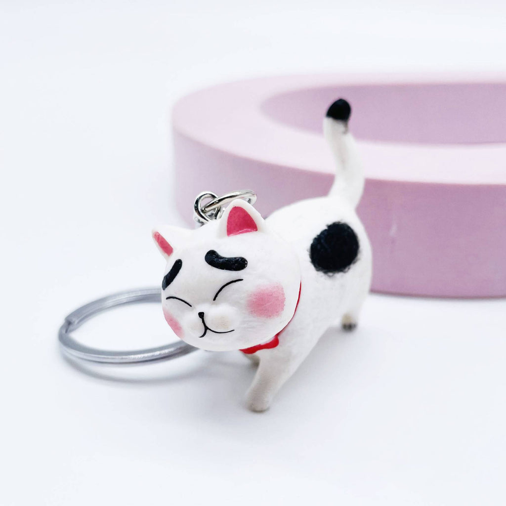 Playful Vinyl Cat Figure Keyring - Color_8
