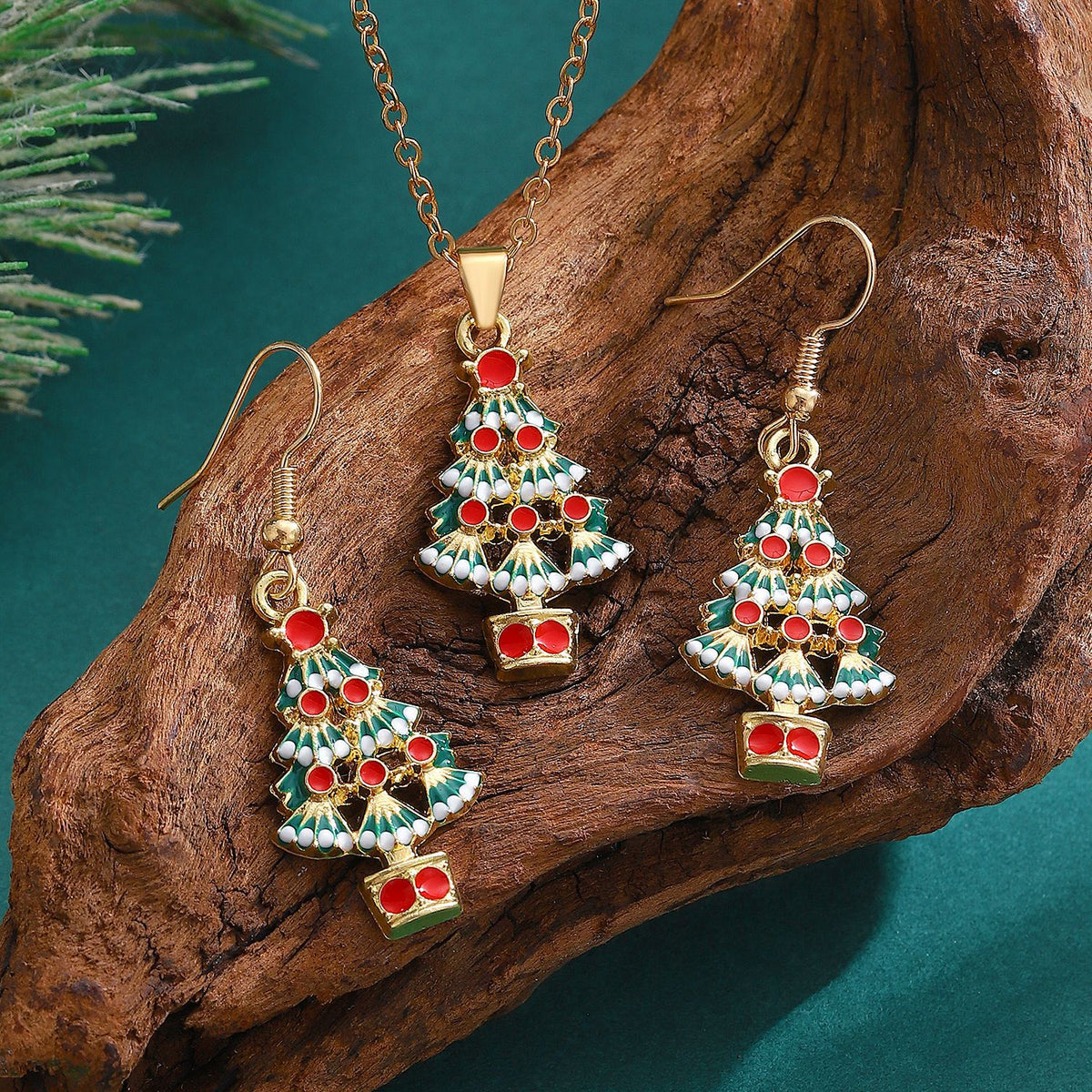 Christmas Charm Necklace and Earrings Set - view 2