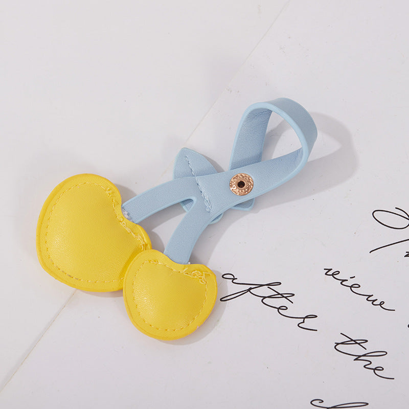 Cherry Shaped Bag Charm Pendant With Strap - Yellow