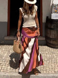 Diagonal Stripe High Waist Maxi Skirt - Wave