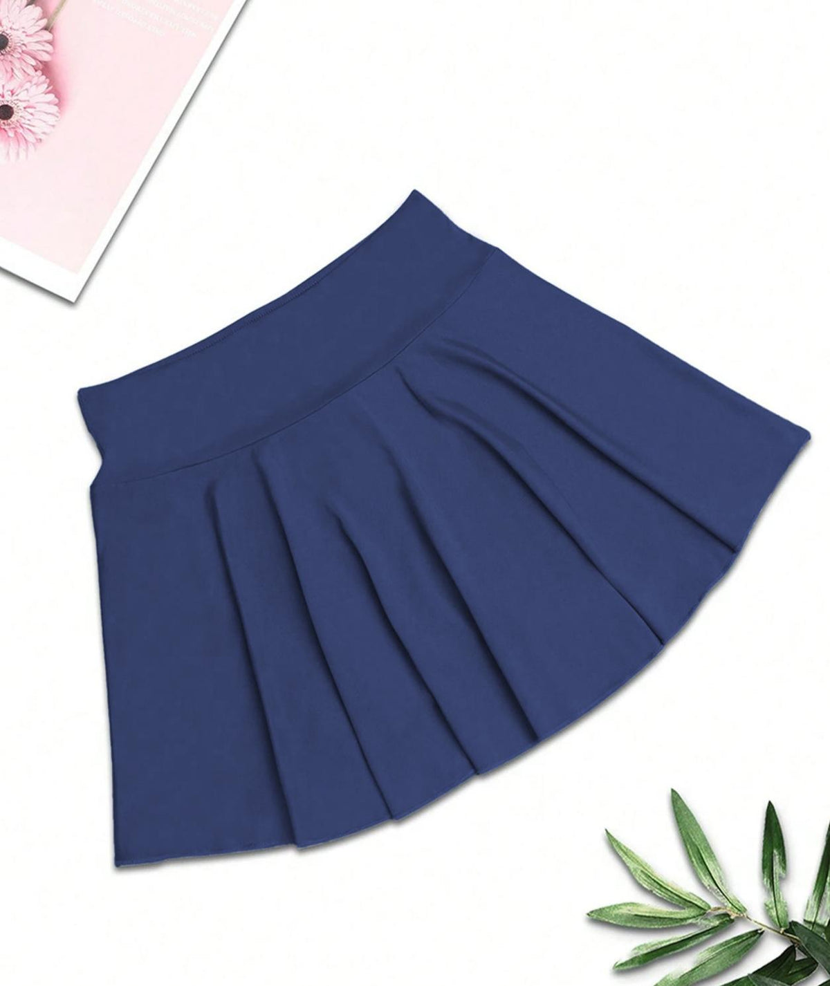 High Waist Tennis Skort With Phone Pocket - Navyblue - 1