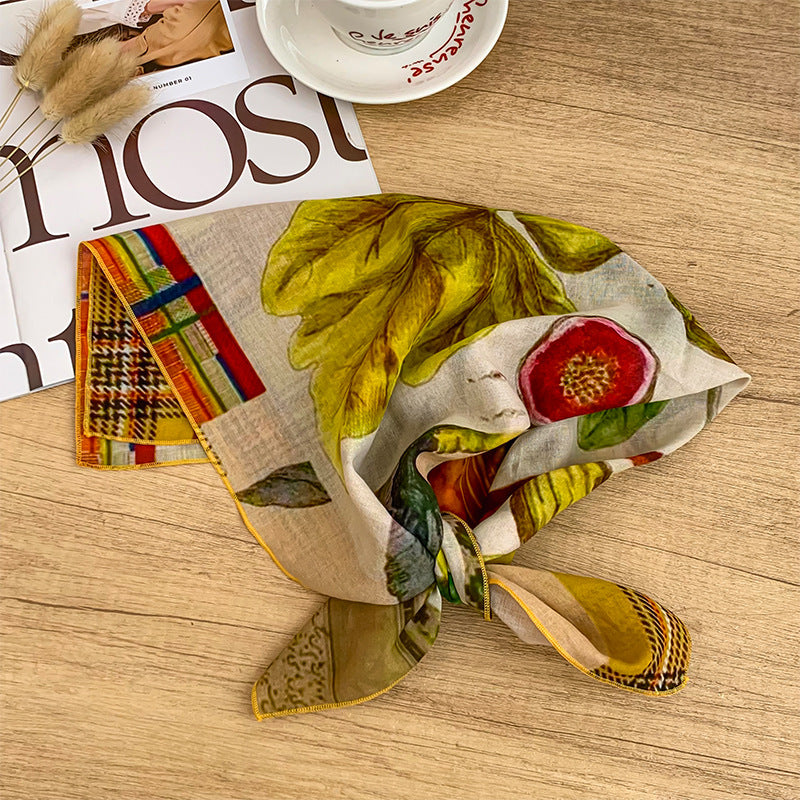 Retro Art Print Square Neck Scarf - NO-20