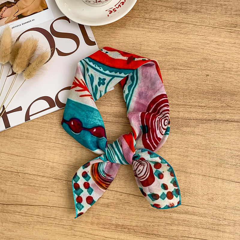 Retro Art Print Square Neck Scarf - NO-28