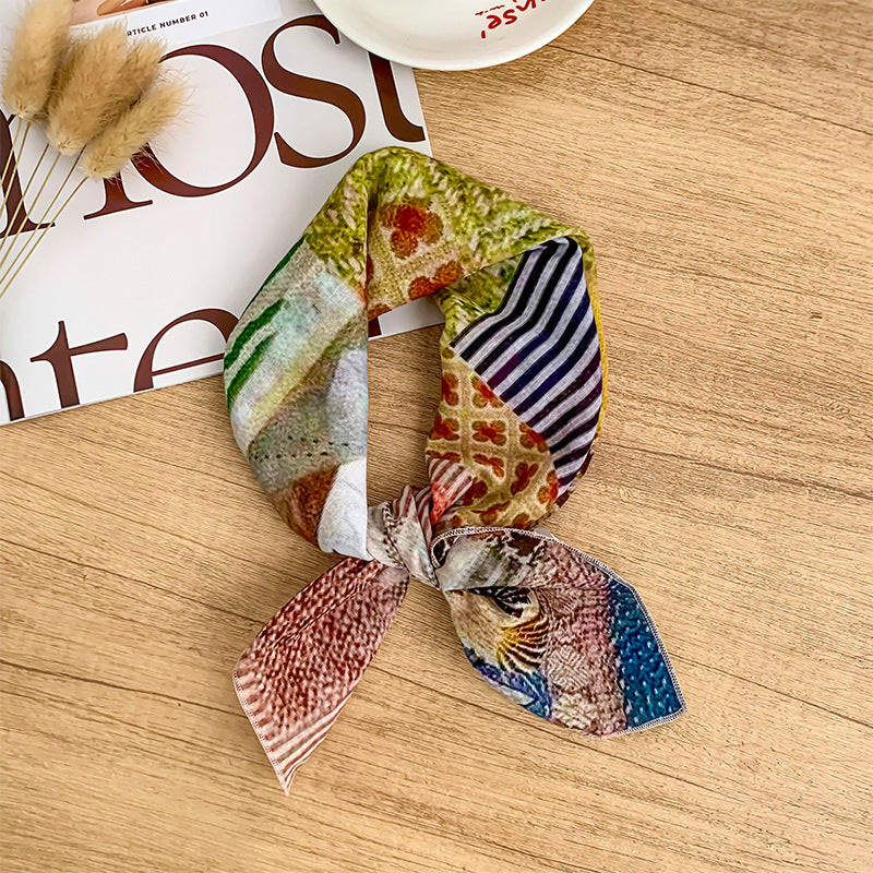 Retro Art Print Square Neck Scarf - NO-30