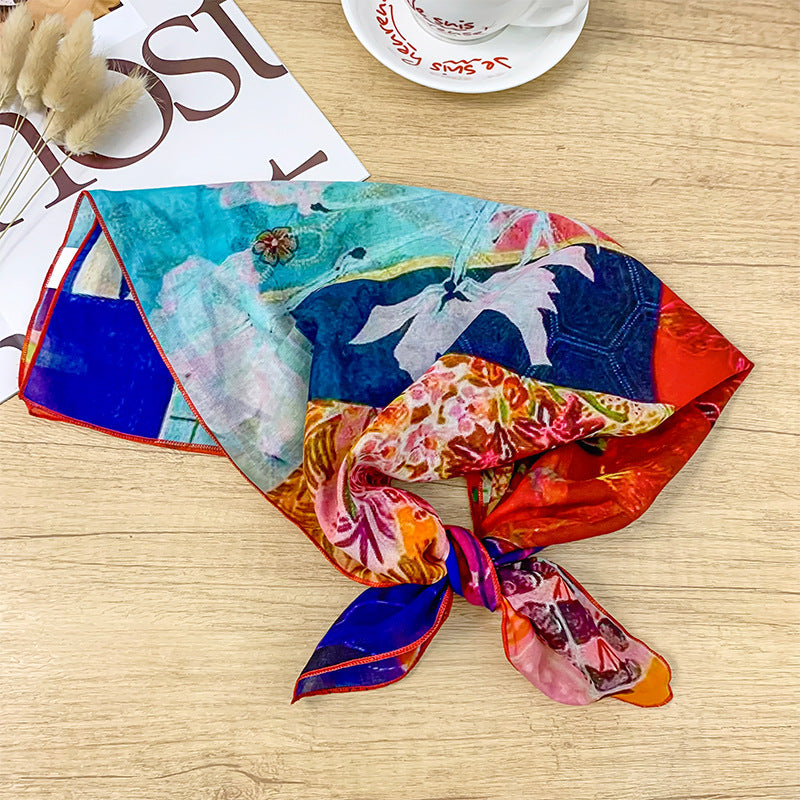 Retro Art Print Square Neck Scarf - NO-35