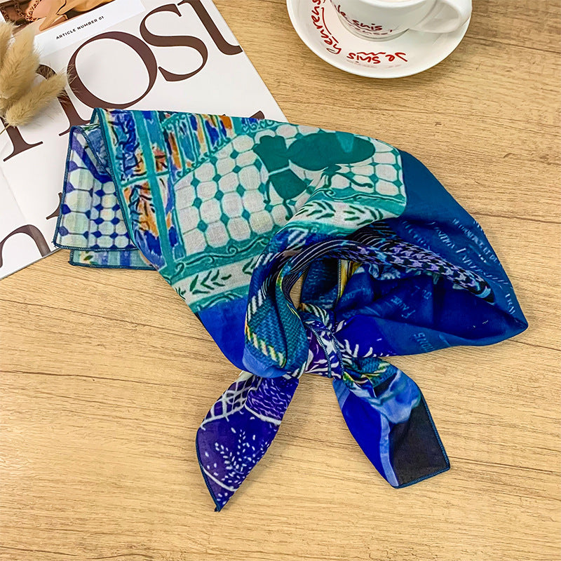 Retro Art Print Square Neck Scarf - NO-7