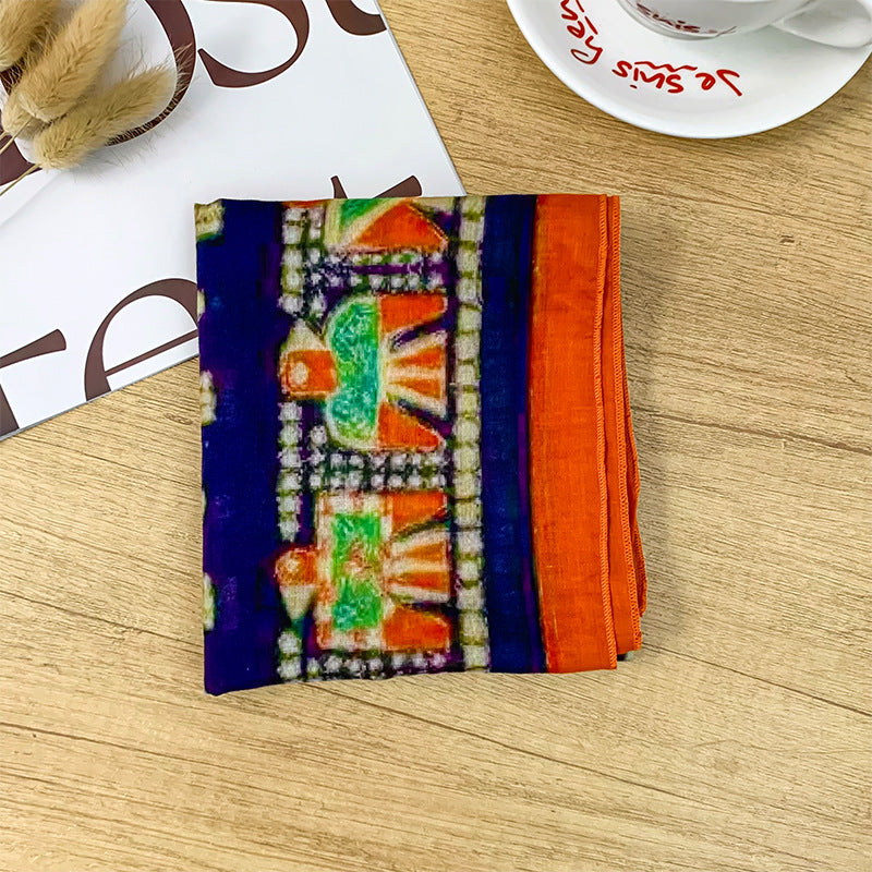 Retro Art Print Square Neck Scarf - NO-8