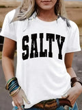 Salty Slogan Short Sleeve Graphic Tee - White