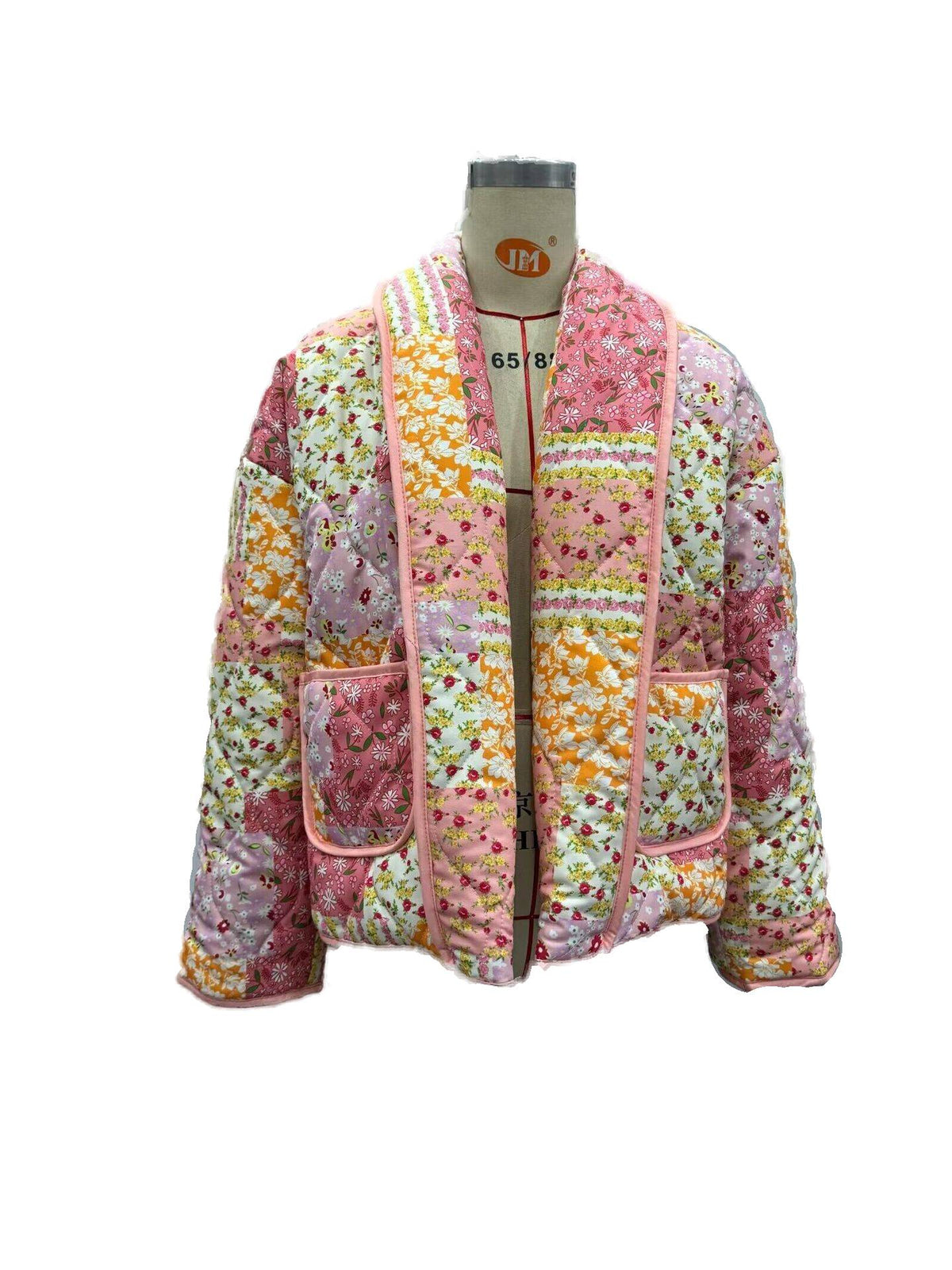 Cottagecore Ditsy Floral Patchwork Quilted Jacket - Pink