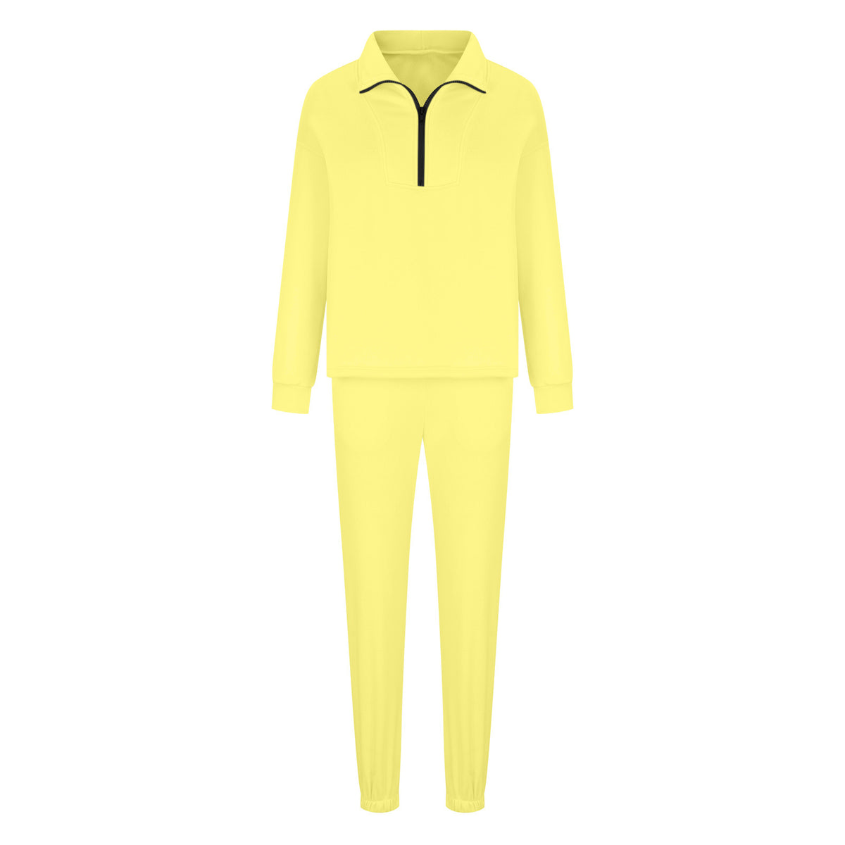 Quarter Zip Sweatshirt and Jogger Set - Yellow - 2