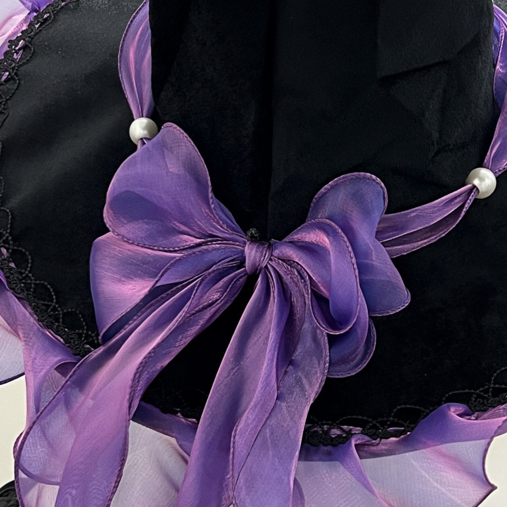 Witch Hat With Organza Bow And Star Charm - Purple - 1