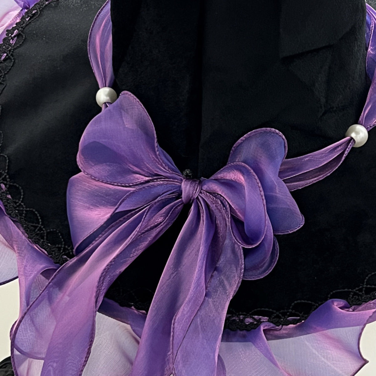 Witch Hat With Organza Bow And Star Charm - Purple - 1